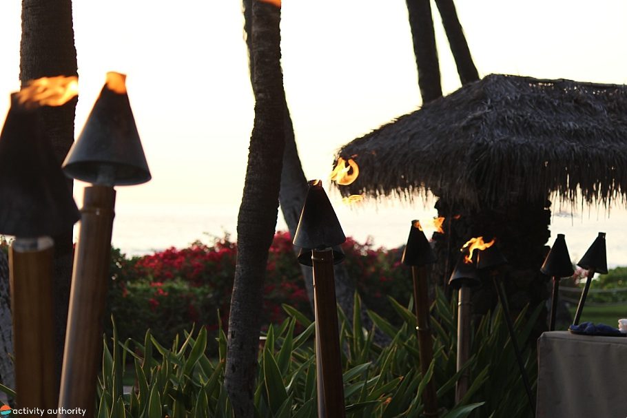 Kauai Luaus Torches at Sunset