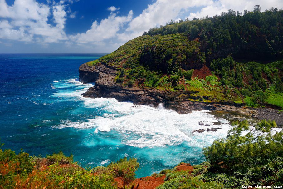 Kilauea lighthouse bay on a sunny day in Kauai